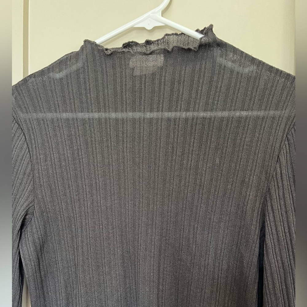 Brixton cropped long sleeve sheer baby tee • dark grey large